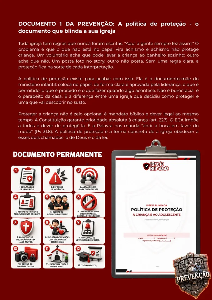 Prévia da política de prevenção